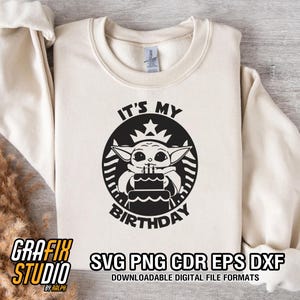 Its My Birthday Svg : Cute Baby Yoda Mandalorian Kids Shirt Design (Digital Download) image 3