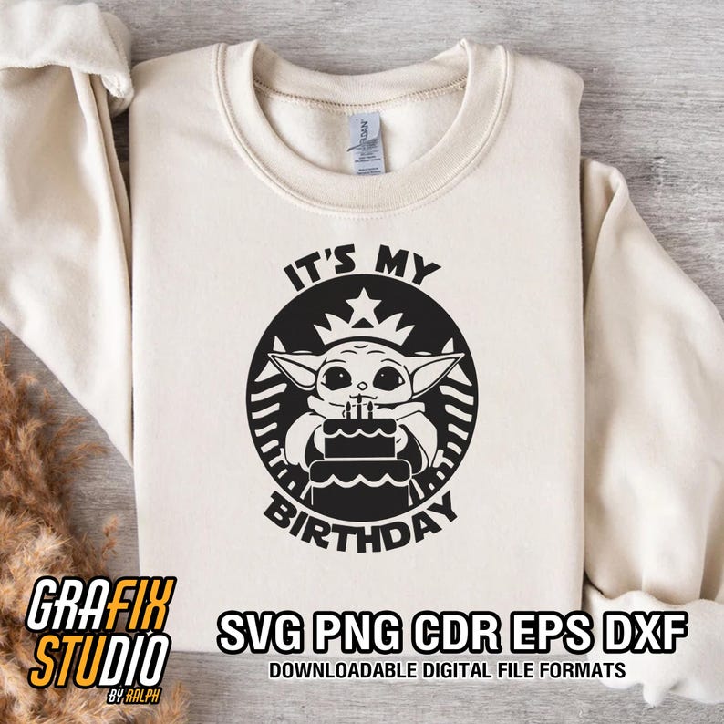 Its My Birthday Svg : Cute Baby Yoda Mandalorian Kids Shirt Design (Digital Download) image 3