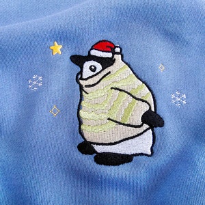 Embroidered Christmas Penguin Sweatshirt, Snowflake Hoodie,Penguin Christmas Sweater, Christmas Crewneck,Penguin Gift image 3