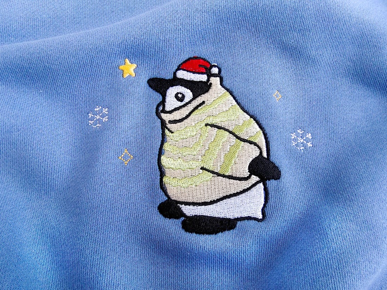 Embroidered Christmas Penguin Sweatshirt, Snowflake Hoodie,Penguin Christmas Sweater, Christmas Crewneck,Penguin Gift image 3