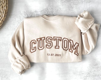 Custom personalized embroidered sweatshirt  Alphabet Embroidery  College Sweatshirt  Varsity Sweatshirt