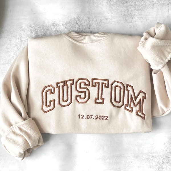 Custom personalized embroidered sweatshirt  Alphabet Embroidery  College Sweatshirt  Varsity Sweatshirt