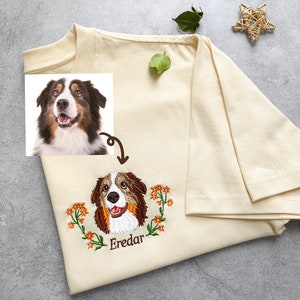 Custom Pet From Your Photo Embroidered Shirt,Personalized Dog Shirt,Custom Pet Portrait Gift,Embroidered Cat T Shirt,Custom Gifts image 1