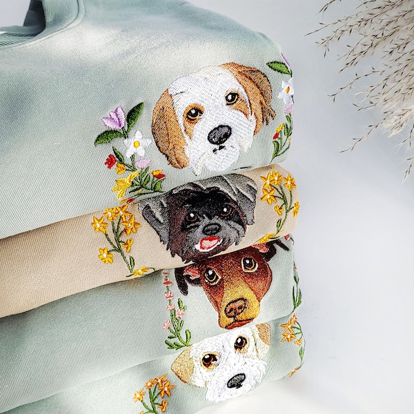 Custom Embroidered  Pet From Your Photo Sweatshirt,Personalized Dog Hoodie, Cat Shirt,Custom Pet Cartoon Hoodie,Pet Lover Gift
