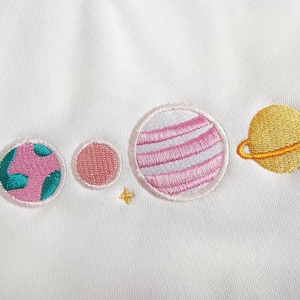 Pink Planets Embroidered Sweatshirt,Embroidered Space Crewneck,Comfy Cute Sweatshirt image 3