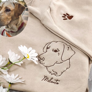 Custom Pet Embroidered Sweatshirt,Custom Dog Portrait,Embroidered Sweatshirt,Custom Pet Gifts