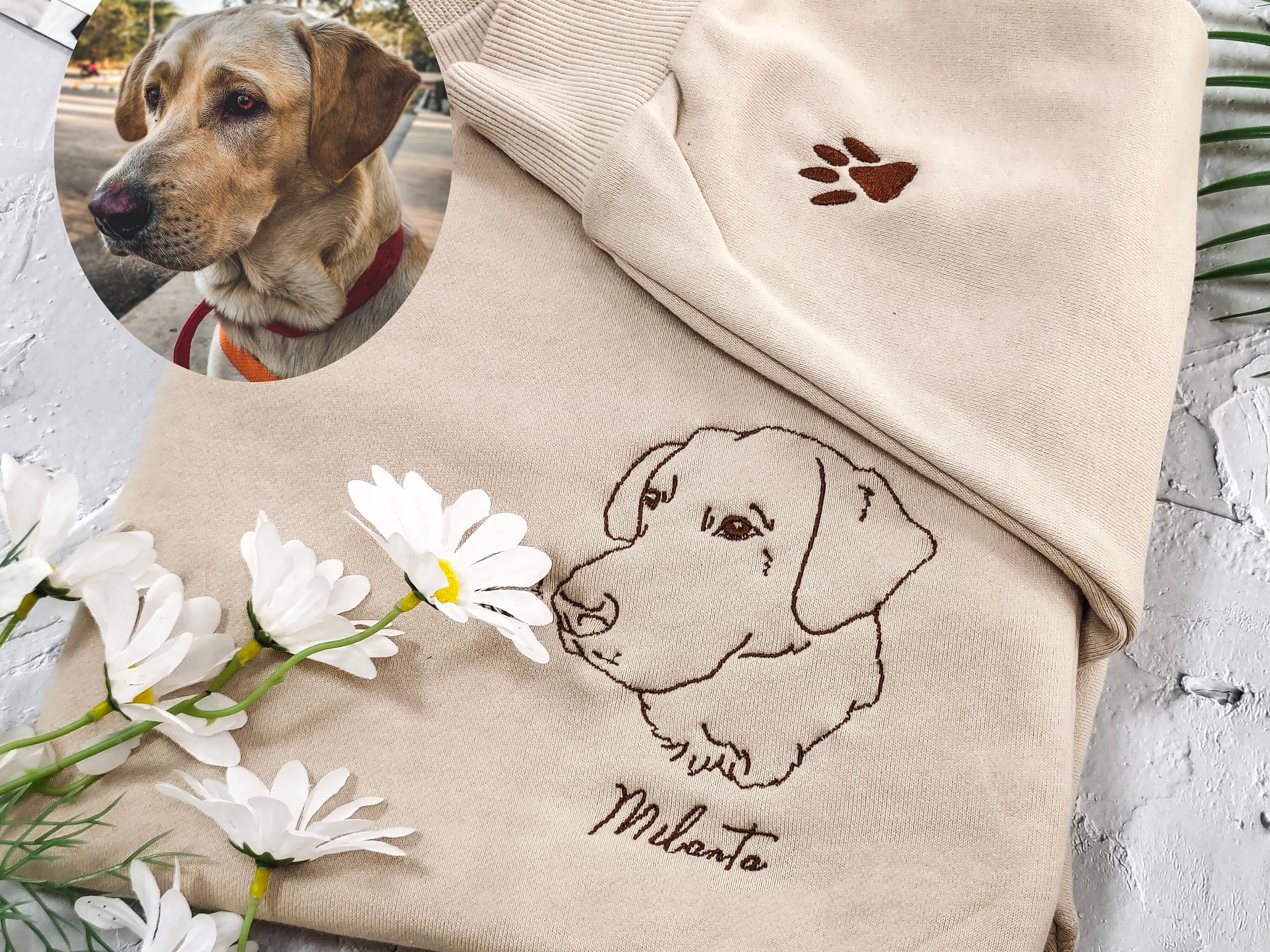 Custom Pet Embroidered Sweatshirt,custom Dog Portrait,embroidered 