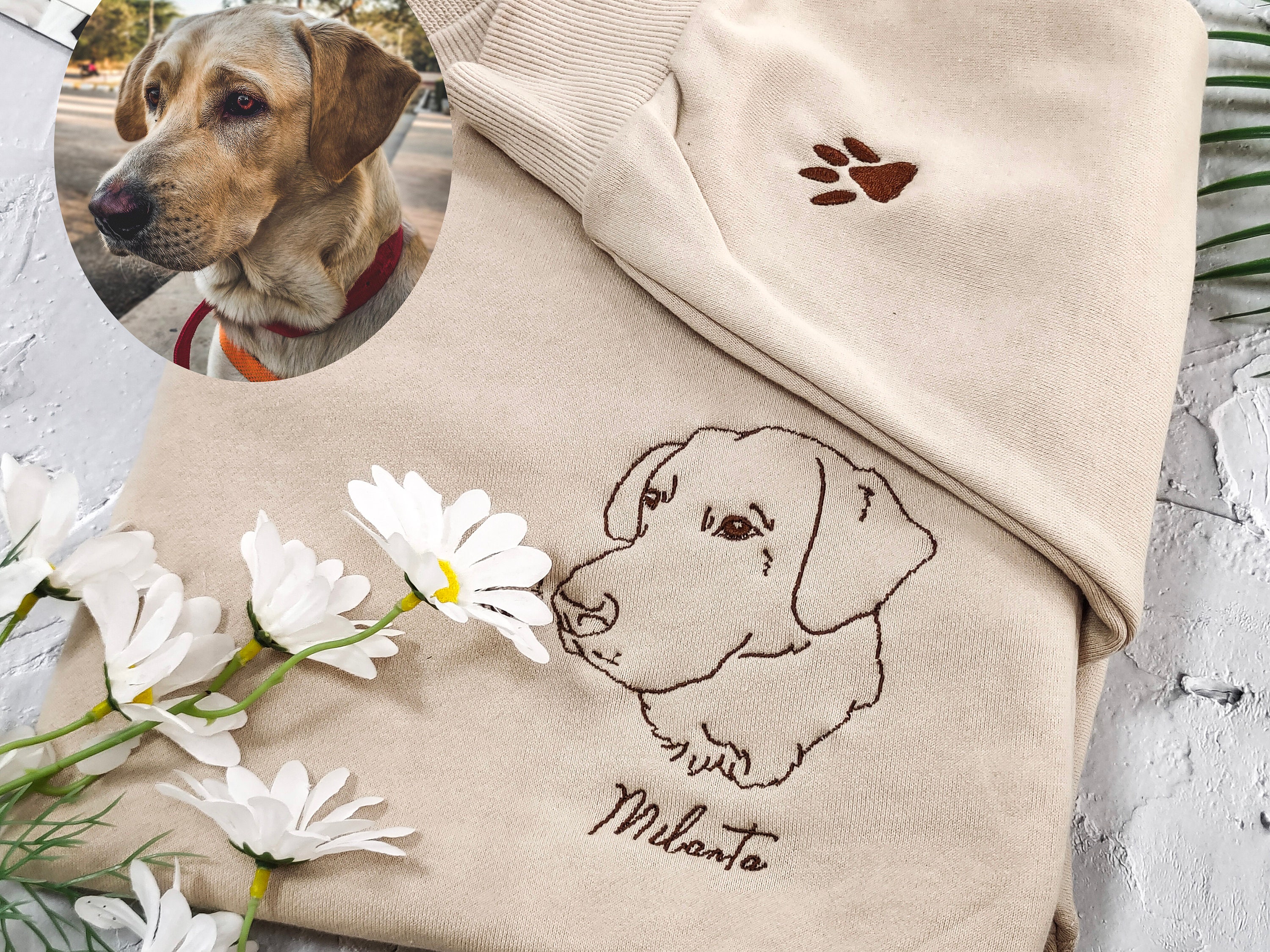 Custom Pet Embroidered Sweatshirt,custom Dog Portrait,embroidered