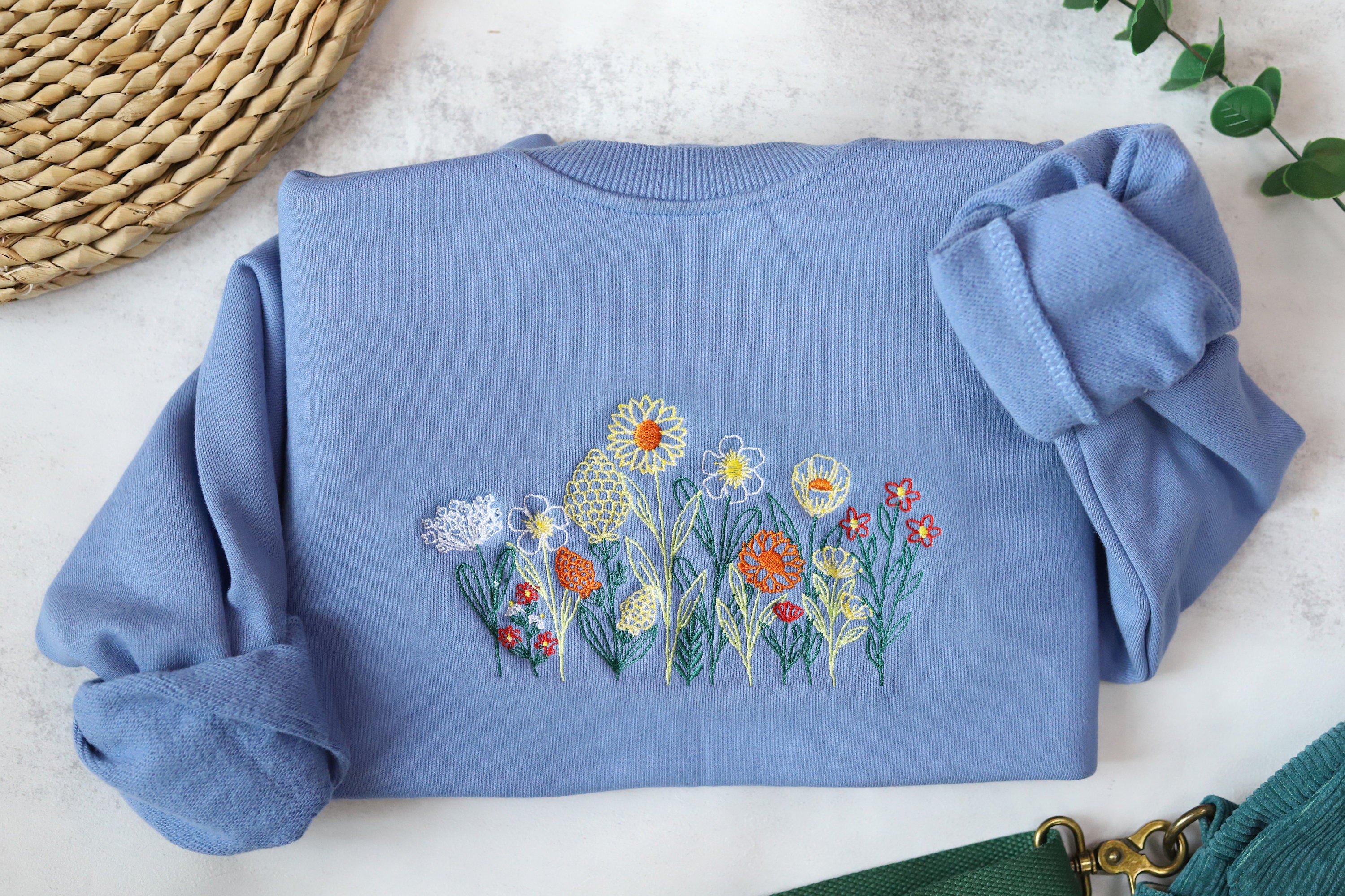 Discover Wildflowers embroidered crewneck,Vintage Sweatshirt