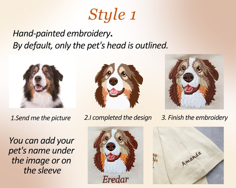 Custom Pet From Your Photo Embroidered Shirt,Personalized Dog Shirt,Custom Pet Portrait Gift,Embroidered Cat T Shirt,Custom Gifts image 6