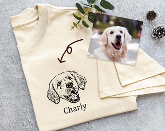 Personalized Pet Hot Stamping T-shirt,Custom Dog Shirt,Custom Pet Portrait,Dog Cat T Shirt,Custom Pet Gifts