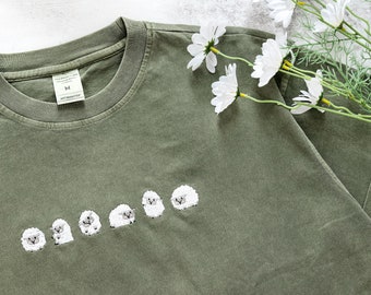 Embroidered Sheep Tshirt,Personalised Cute sheep Unisex Shirt,Oversized  tshirts,Gifts for her/he,Animals Lover's Gift