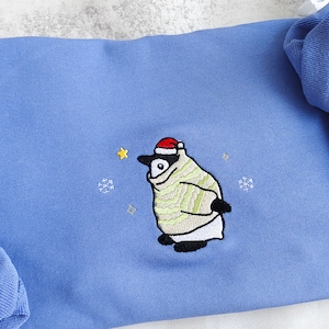 Embroidered Christmas Penguin Sweatshirt, Snowflake Hoodie,Penguin Christmas Sweater, Christmas Crewneck,Penguin Gift image 4
