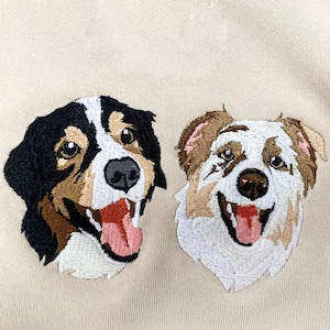 Custom Dog Portrait Embroidered Sweatshirt,Custom Pet Hoodie, Personalized Pet tees And Hoodies,Personalized Gift For Mom,Pet Memorial Gift image 4