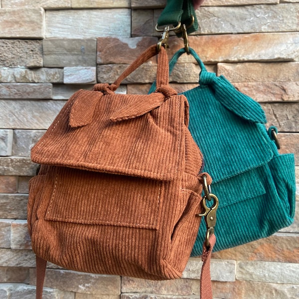 Small cotton handbag, small cross-body bag,Japanese cute small bag,vintage  small bag,Corduroy bag