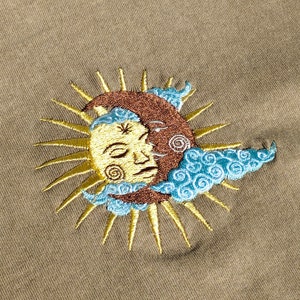 Sun And Moon Embroidered Tshirt,Moon Bohemian Shirt,Oversized Vintage tshirts,Gifts for her/he image 2