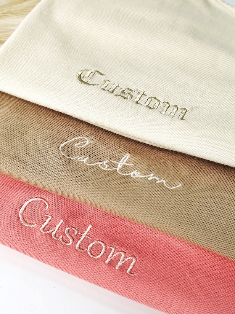 Custom Embroidered T Shirt,Custom Text Shirt, Custom Logo Shirt , Personalized Embroidered T-Shirt, Short Sleeve Embroidered Tee image 3