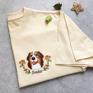 Custom Pet From Your Photo Embroidered Shirt,Personalized Dog Shirt,Custom Pet Portrait Gift,Embroidered Cat T Shirt,Custom Gifts image 2