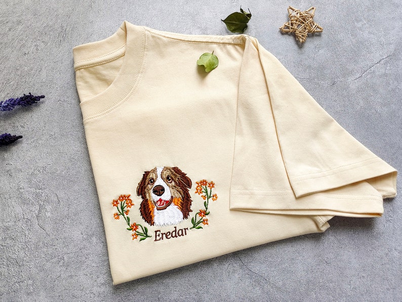 Custom Pet From Your Photo Embroidered Shirt,Personalized Dog Shirt,Custom Pet Portrait Gift,Embroidered Cat T Shirt,Custom Gifts image 2