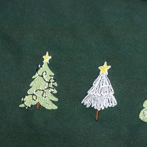 Christmas Tree embroidered sweatshirt,embroidered crewneck ,Green Sweatshirt,vintage sweatshirtChristmas gifts image 4