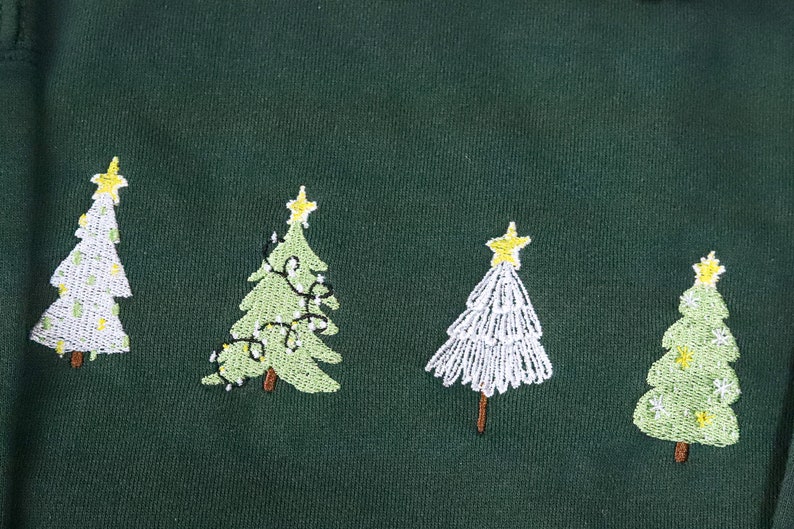 Christmas Tree embroidered sweatshirt,embroidered crewneck ,Green Sweatshirt,vintage sweatshirtChristmas gifts image 4