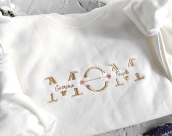 Sudadera bordada de mamá personalizada, cuello redondo de mamá con nombres, jersey de mamá bordado, camisa del día de la madre, regalo para mamá
