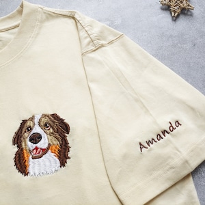 Custom Pet From Your Photo Embroidered Shirt,Personalized Dog Shirt,Custom Pet Portrait Gift,Embroidered Cat T Shirt,Custom Gifts image 3