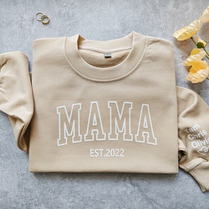 Custom Embossed Mama Sweatshirt with Kids Names,MAMA Puff Design Sweatshirt,Custom Puff Print Sweatshirt,Mothers Day Gift image 6