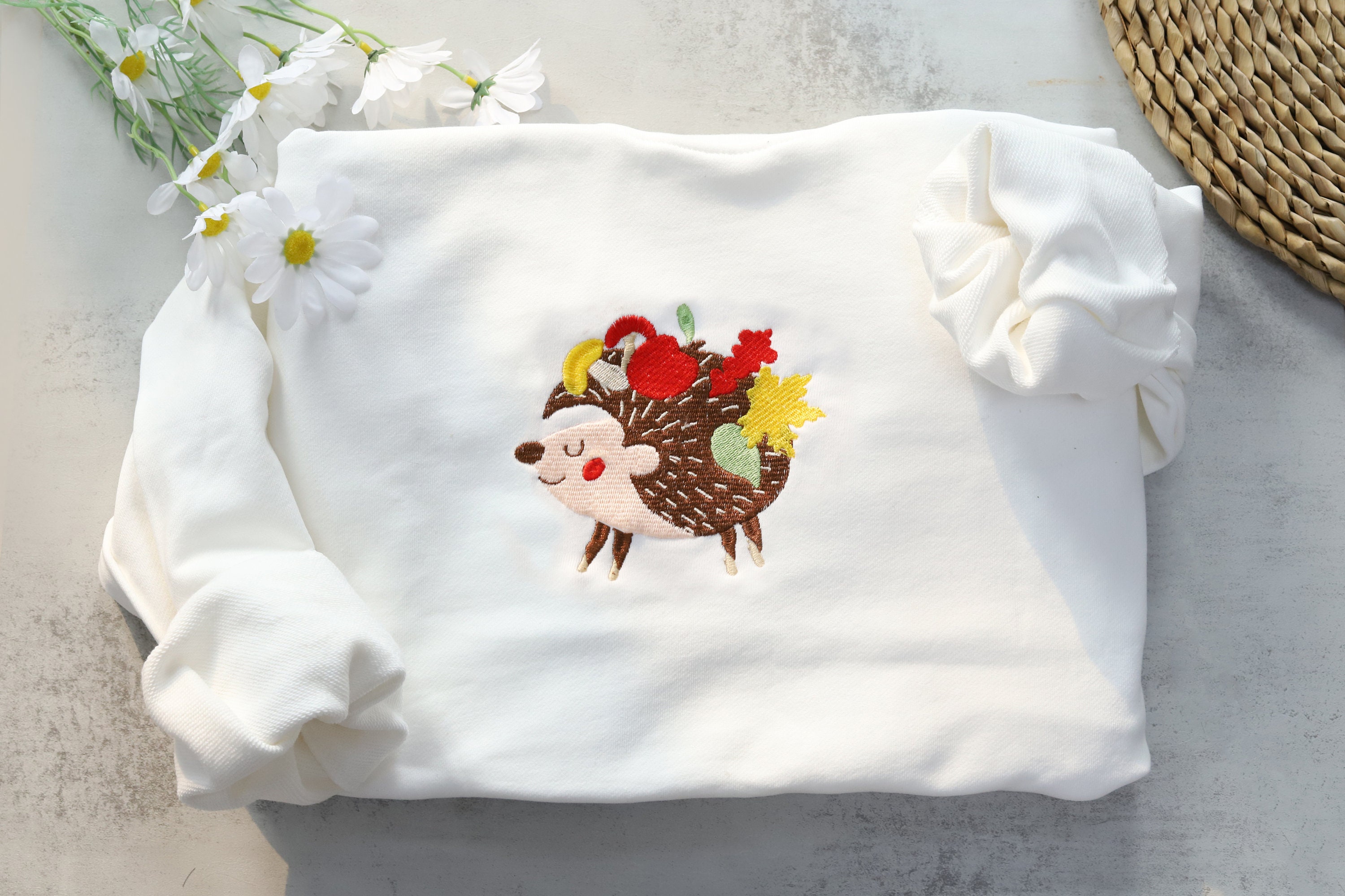 Discover Woodland hedgehog animal lover aesthetic Embroidered Sweatshirt