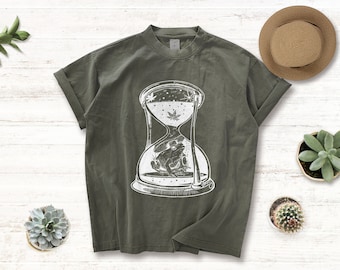 T-shirt de grenouille unisexe vintage à col rond surdimensionné, T-shirt esthétique, art des champignons, chemise grenouille et crapaud, cadeaux de grenouille