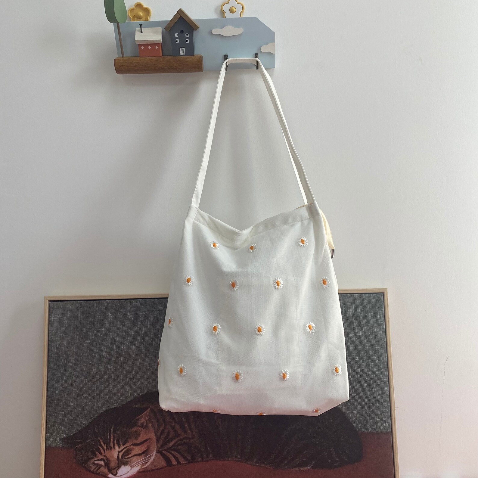 Daisy Flower Canvas Shoulder Bagstote Bageveryday Etsy Australia