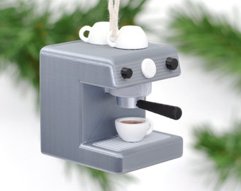 Espresso-Maschine Ornament | Kaffee inspiriert Weihnachtsverzierung | Miniatur-Espressomaschine und abnehmbarer magnetischer Siebträger