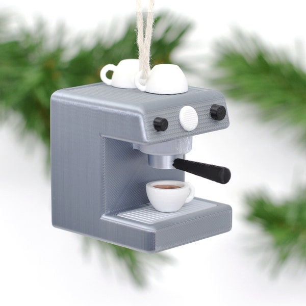 Espresso Machine Ornament | Coffee Inspired Christmas Ornament | Miniature Espresso Machine and Removable Magnetic Portafilter