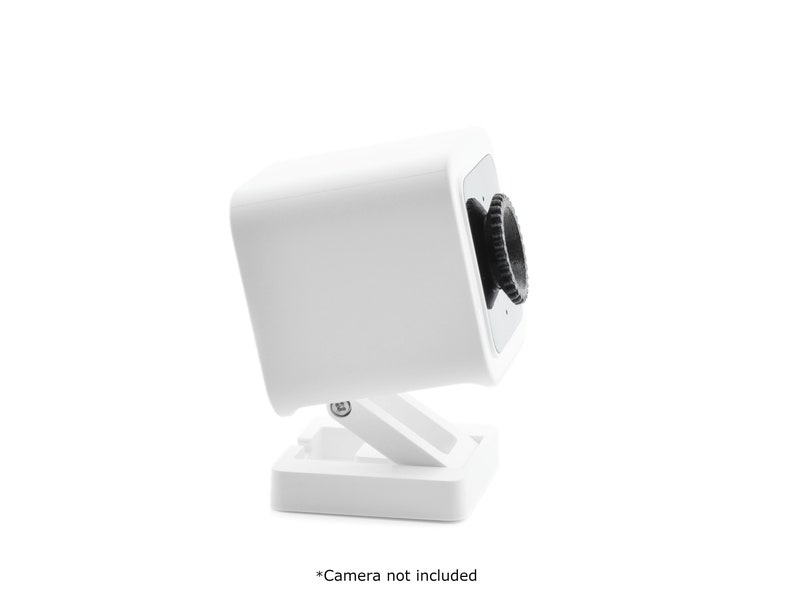 May include: White security camera mount with a swivel base and a black lens. *Camera not included*