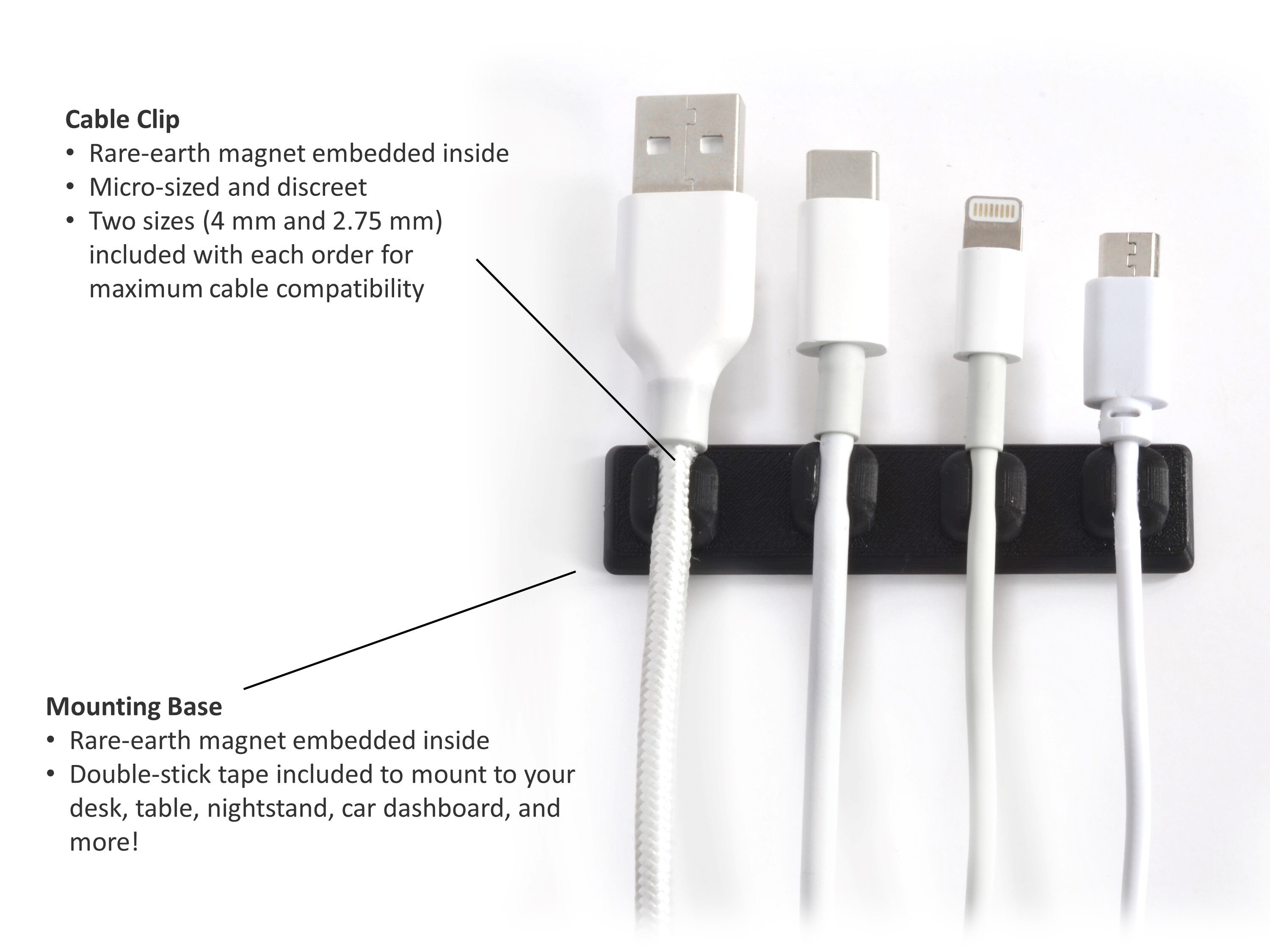 Gestion magnétique multi-câbles Organisateur de câble Gardien de cordon de  bureau Clips de cordon pour Lightning, USB-C, Thunderbolt, Micro USB, et  plus encore -  France