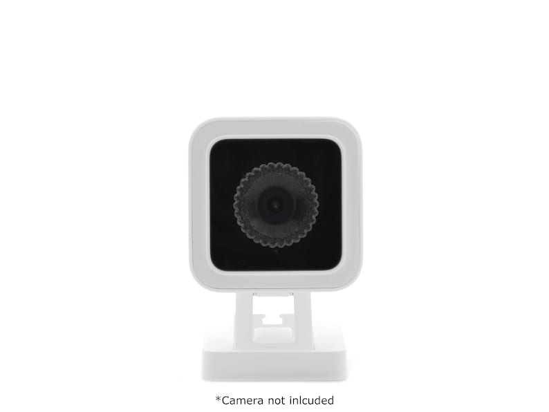 May include: White security camera mount with a black camera lens. *Camera not included*