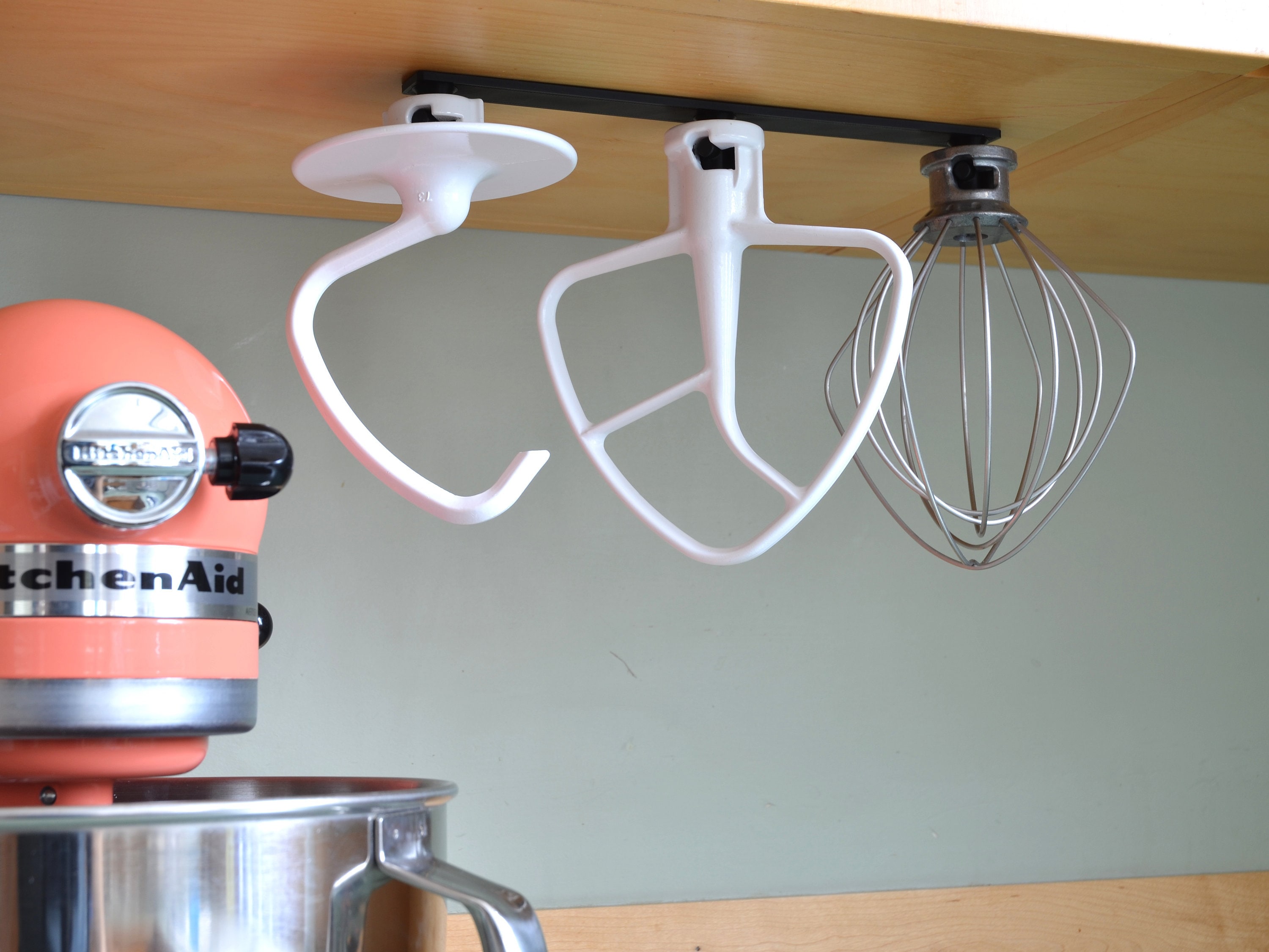 KitchenAid Mixer Triple Attachment Mount | Triple Space Saver | Organize your Flat Paddle Beater, Wire Whisk, Dough Hook Attachments