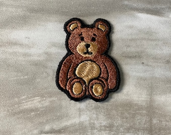 OLD FASHIONED TEDDY BEAR 6cm Embroidered Iron Sew On Cloth Patch Badge APPLIQUE
