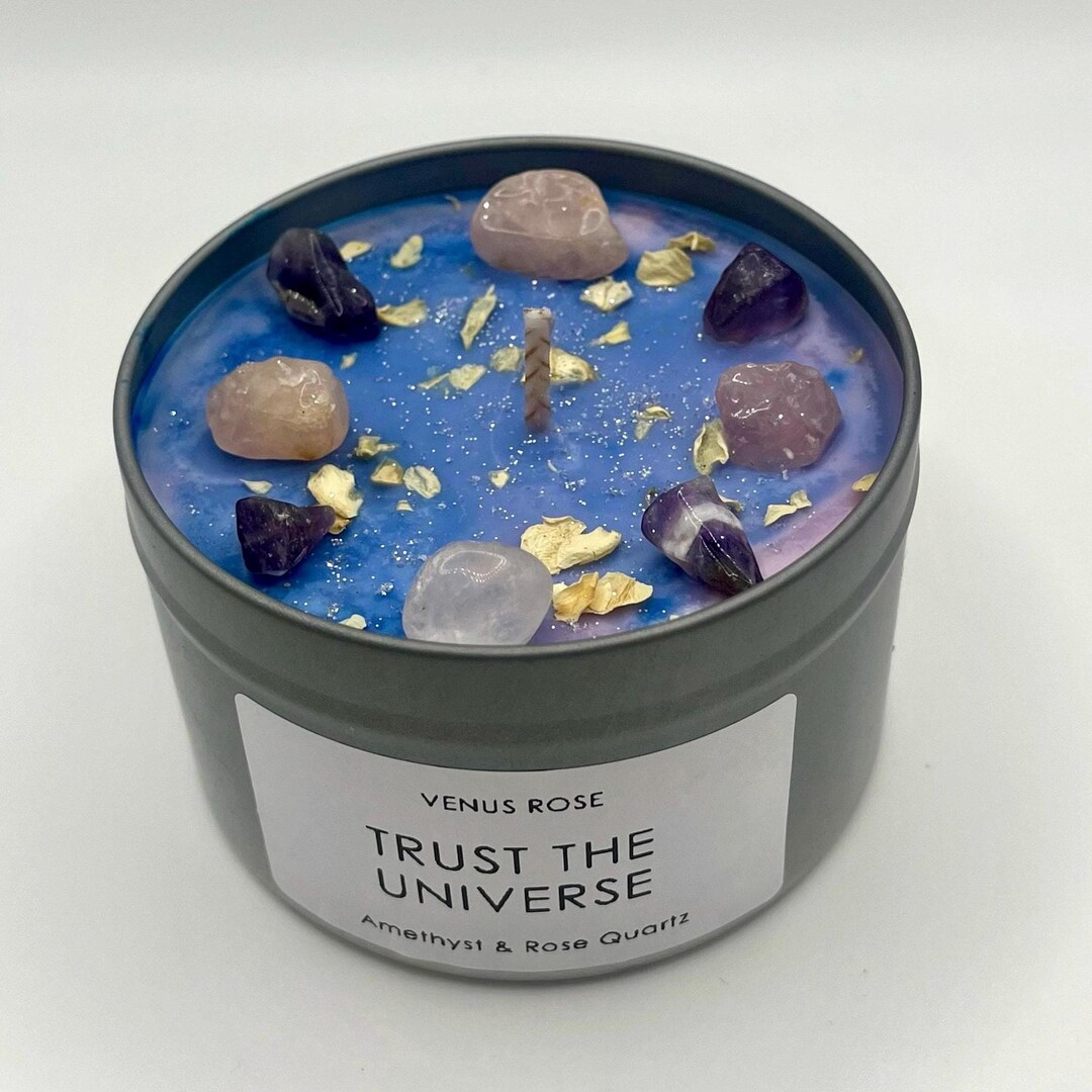 TRUST THE UNIVERSE, Crystal Candle for Manifestation, Law of Attraction ...