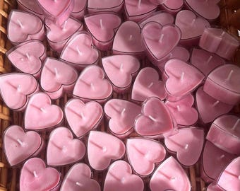 Pink Heart Shaped Tealight Candles, Valentines Day, Gifts For Her, Bridsmaids Gifts, Wedding Decor