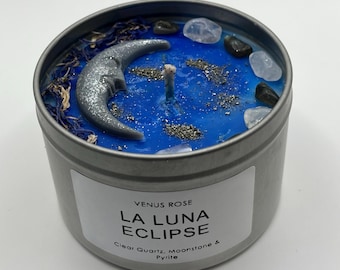 LA LUNA ECLIPSE, Crystal Candle, Manifestation, Relaxation, Handmade Birthday Gift
