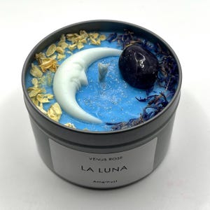 LA LUNA, Crystal Candle, With Amethyst, Manifestation, Relaxation, Handmade Birthday Gift