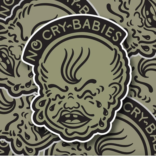 No Cry Babies Sticker, Laptop stickers, Traditional tattoo flash art, funny nurse decal,