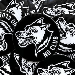 Lone Wolf, No Club, Laptop stickers, Traditional tattoo flash art, Chopper, Biker club, funny Motorcycle club decal, water bottle sticker