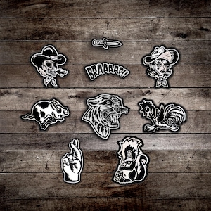 Western Iron on patches, Sailor Jerry, Bert Grimm, Skull, Motorcycle, Tattoo Flash, Traditional tattoo patch, Punk, Rockabilly,