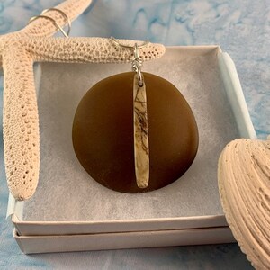 Sea Glass & Elongated Bead Pendant