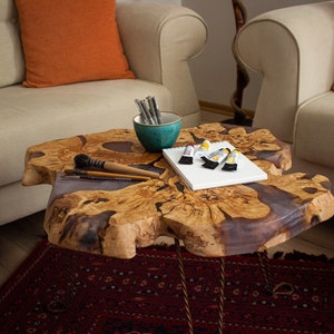 Epoxy River Coffee Table – Solid Wood Live Edge Table – Modern Handmade Centerpiece