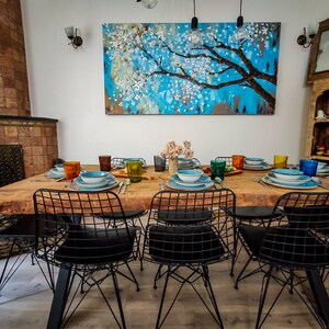 live edge maple wooden dining table