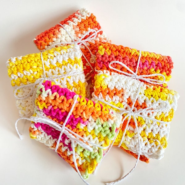 YELLOWS Ombré Washcloth Singles Dishcloth Kitchen Custom Gift for Home Mix & Match Handmade 100% Cotton Adorable Gift Idea for Her Under 5