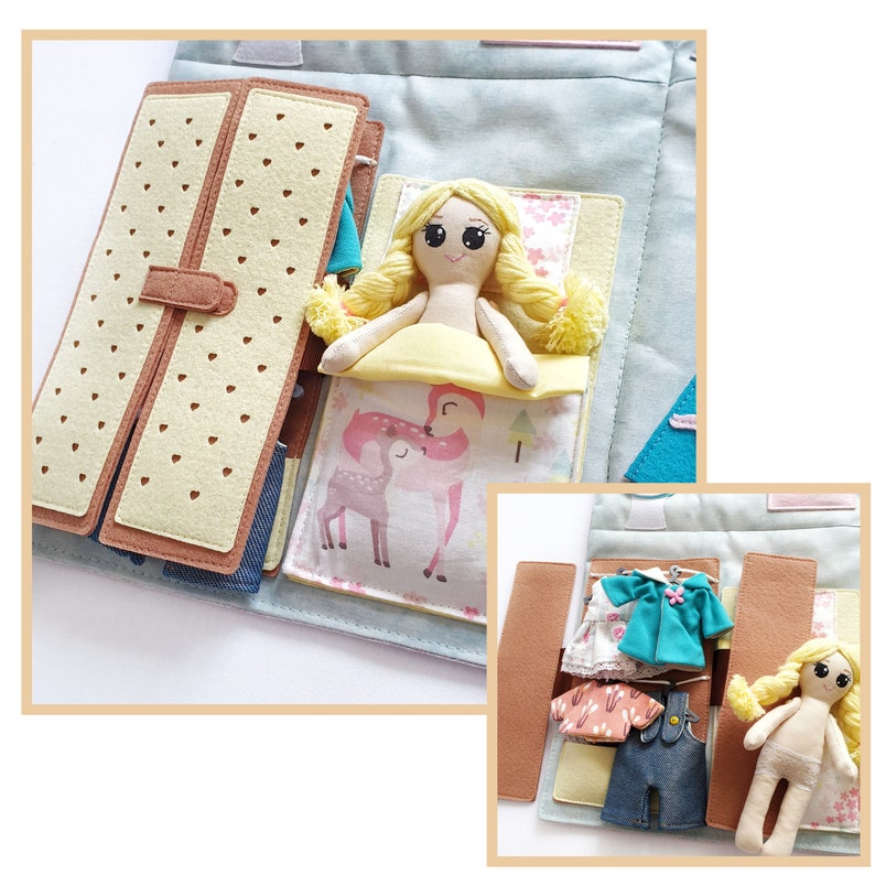 Fabric Dollhouse with 6 Inch Doll, Dollhouse Bag, Doll Play Set, Travel Toy for Girl image 3